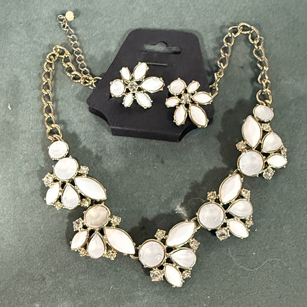 BEAUTIFUL FLORAL CLUSTER NECKLACE & EARRING SET